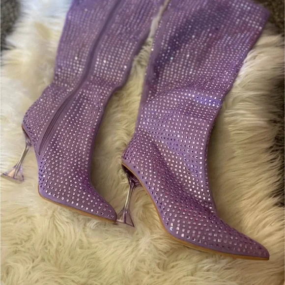 Mata Shoes Purple Sparkle Heeled Boots - Picture 2 of 3